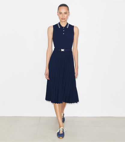 Tory Burch Pleated Viscose Dress - Tory Navy