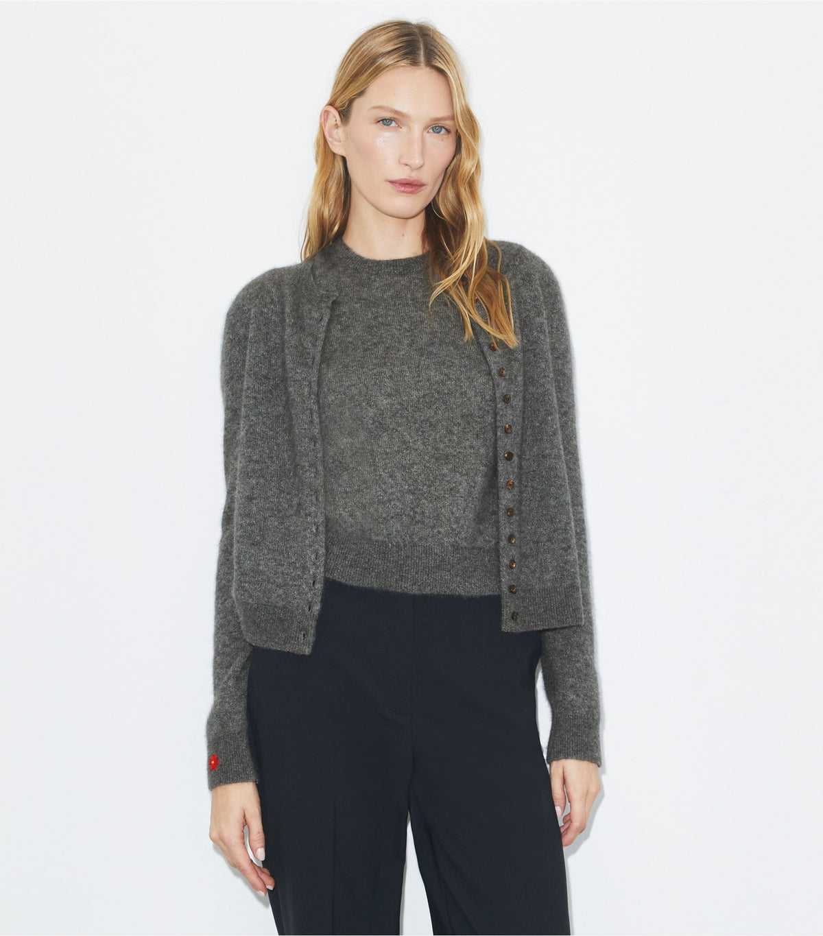 Tory Burch Cashmere Silk Cardigan - Gray