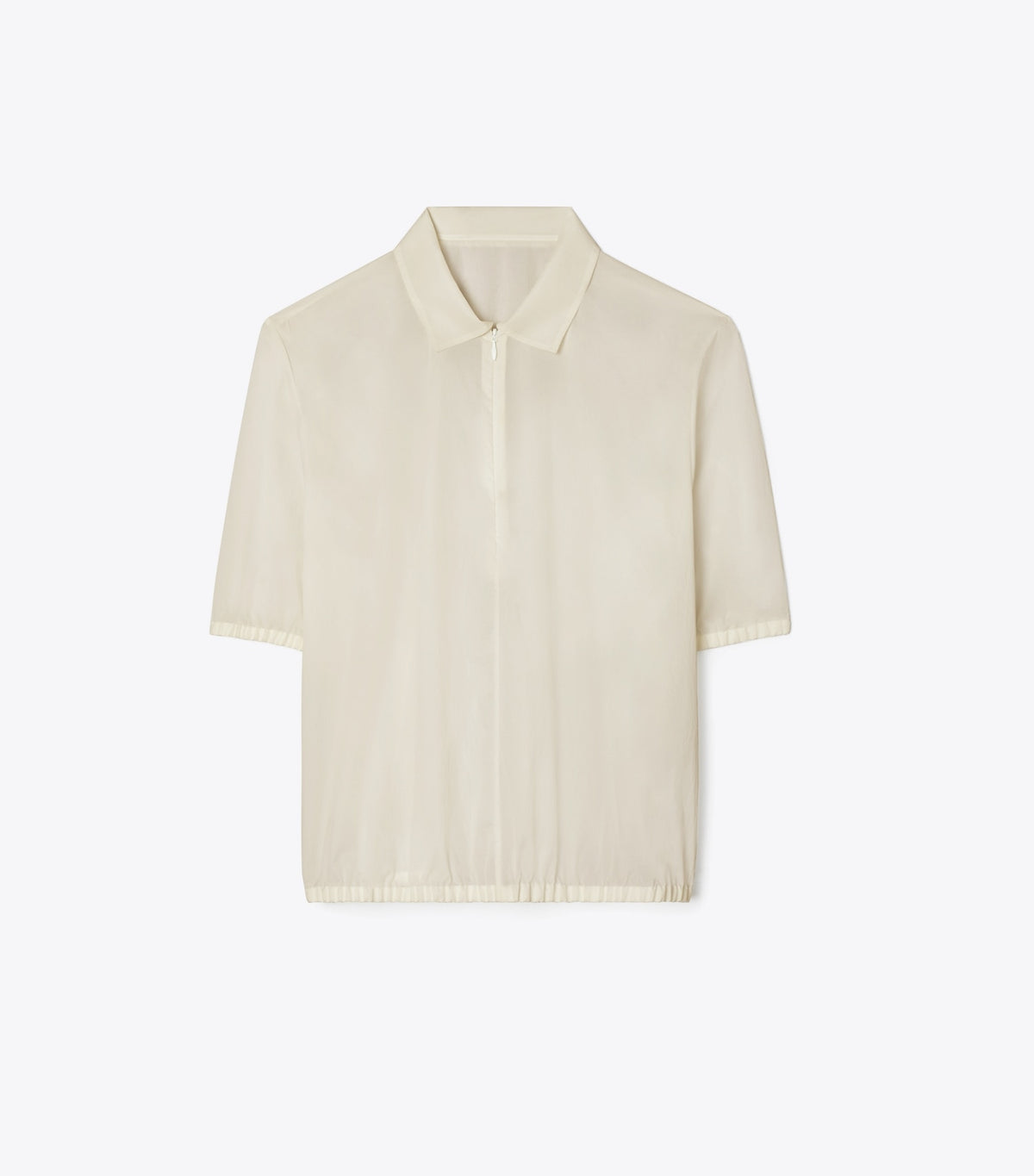 Tory Burch Poplin Zip Polo - Pale Sandstone