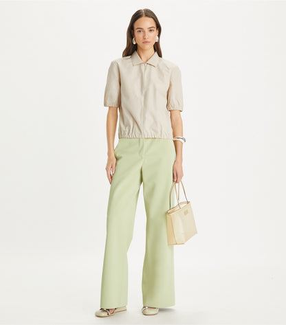 Tory Burch Poplin Zip Polo - Pale Sandstone