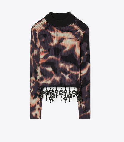 Tory Burch Embellished Cotton Top - Black / Brown