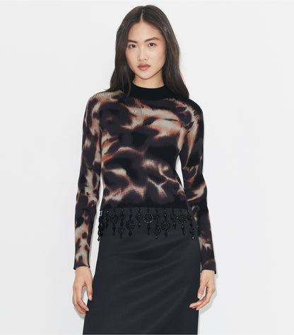 Tory Burch Embellished Cotton Top - Black / Brown