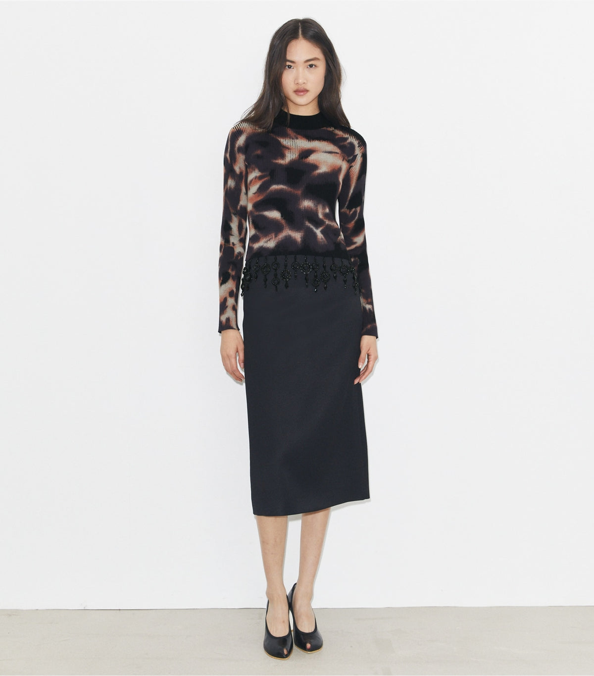 Tory Burch Embellished Cotton Top - Black / Brown