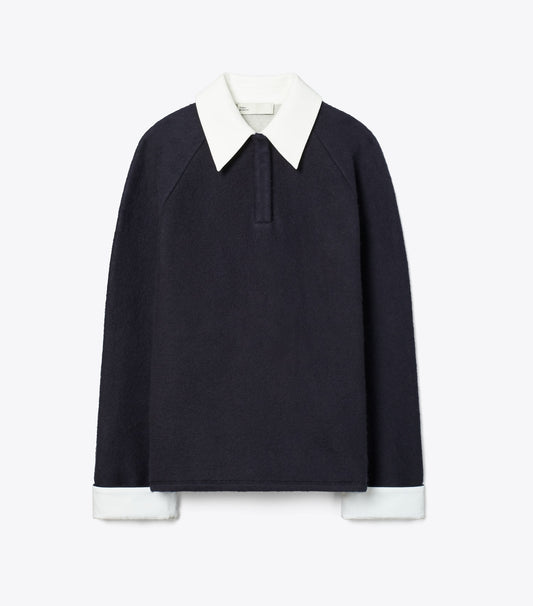Tory Burch Wool Rugby Polo - Navy / Ivory