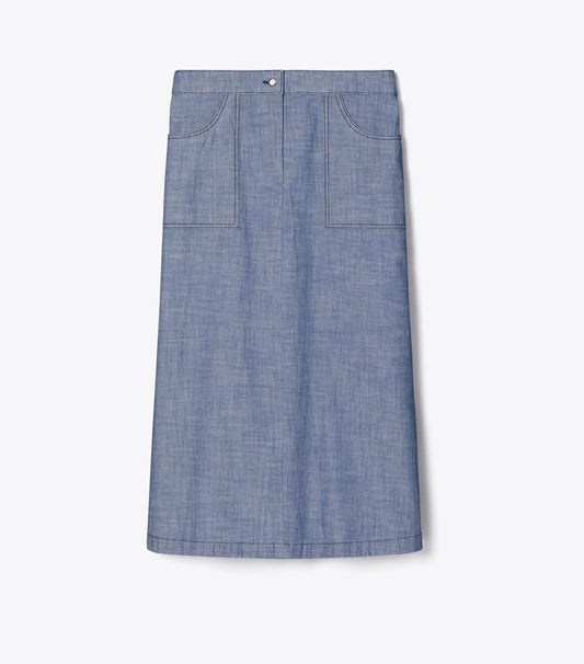 Tory Burch Cotton Camp Skirt - Blue Wash