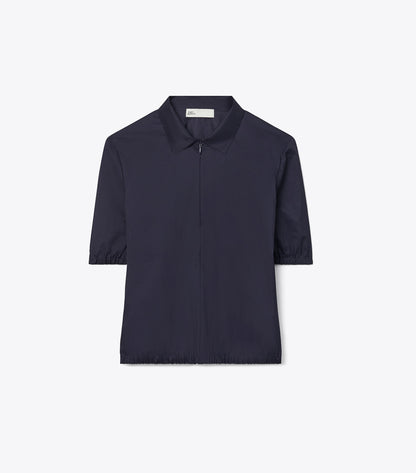 Tory Burch Nylon Taffeta Zip Polo - Royal Ink