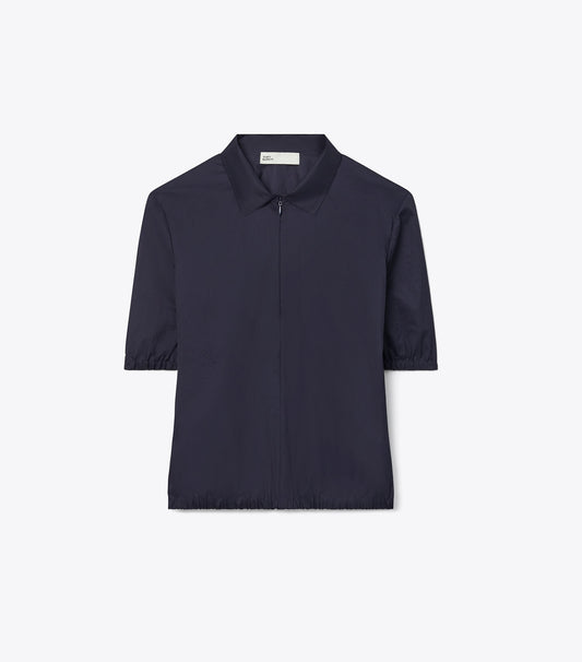 Tory Burch Nylon Taffeta Zip Polo - Royal Ink