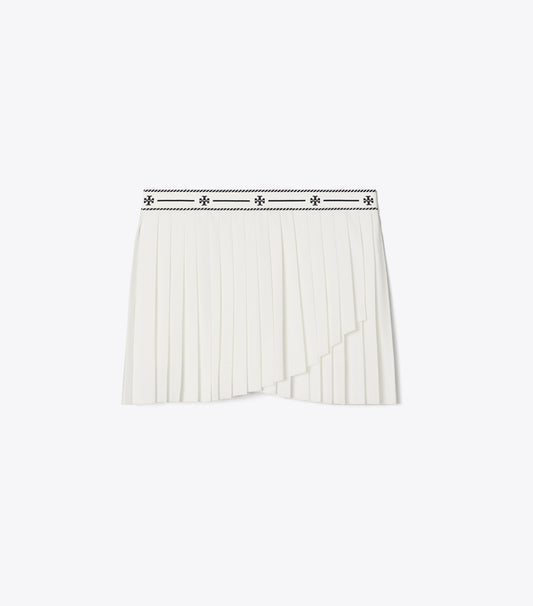 Tory Burch Jacquard Performance Jersey Pleated Overlay Skirt - Snow White