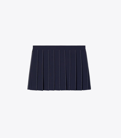 Tory Burch Pick Stitch Pleated Skirt - Tory Navy