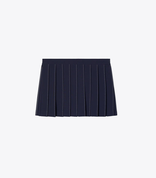 Tory Burch Pick Stitch Pleated Skirt - Tory Navy