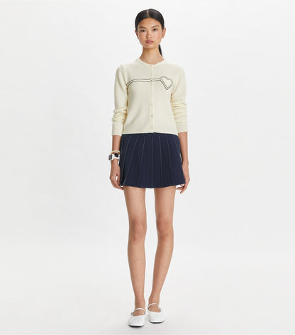 Tory Burch Pick Stitch Pleated Skirt - Tory Navy