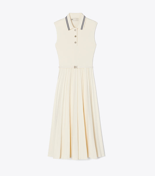 Tory Burch Pleated Viscose Dress - Ivory