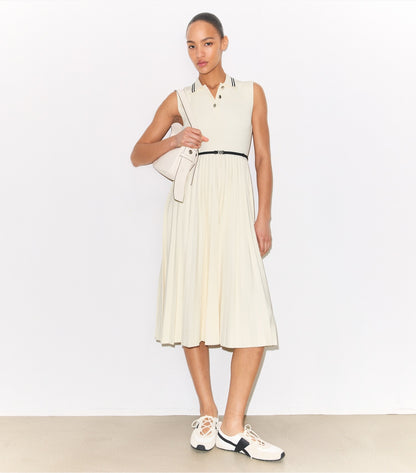 Tory Burch Pleated Viscose Dress - Ivory