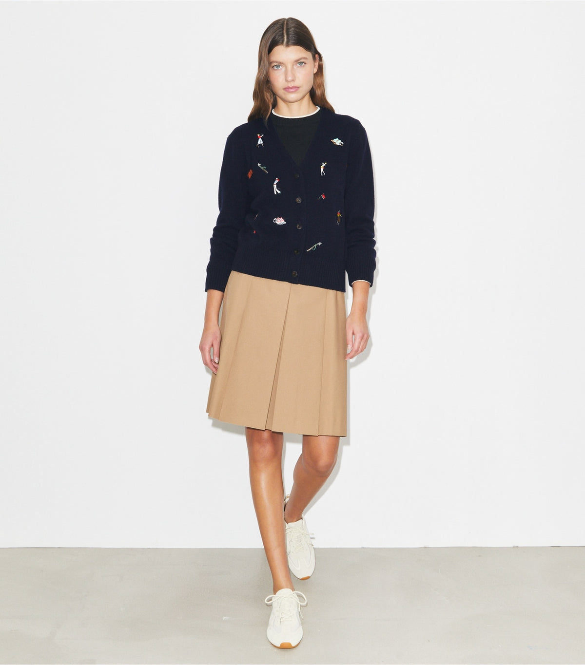 Tory Burch Embroidered Golf Cardigan - Medium Navy