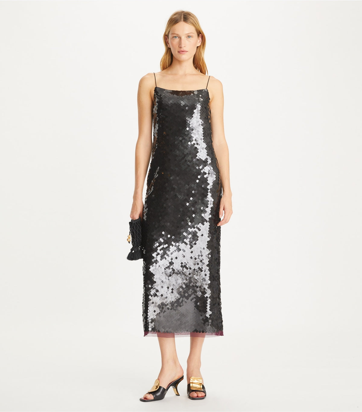 Tory Burch Sequin Slip Dress - Dark Scarlet