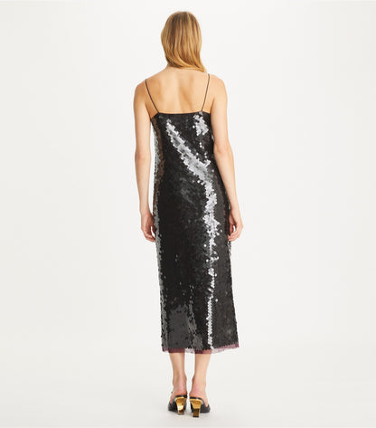 Tory Burch Sequin Slip Dress - Dark Scarlet