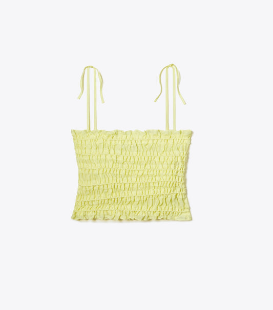 Tory Burch Smocked Viscose Top - Lumen