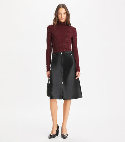 Tory Burch Embellished Viscose Jersey Turtleneck - Divine Burgundy