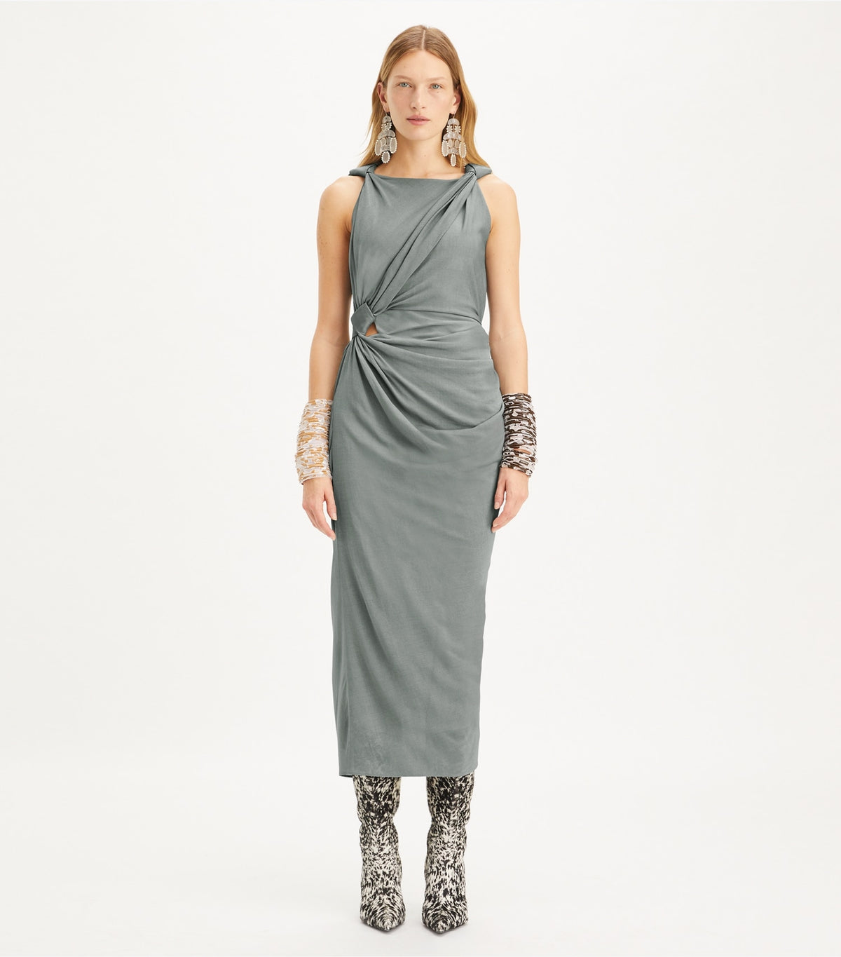 Tory Burch Viscose Knot Dress - Shale Gray