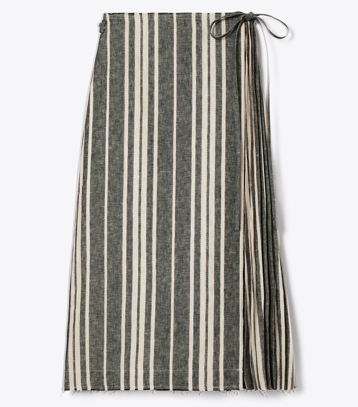 Tory Burch Linen Wrap Skirt - Black / Ivory
