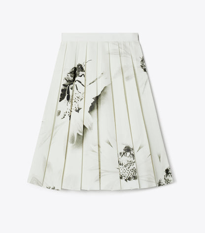Tory Burch Printed Twill Skirt - Gray Bee