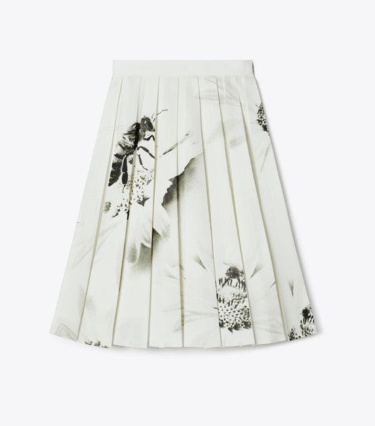 Tory Burch Printed Twill Skirt - Gray Bee
