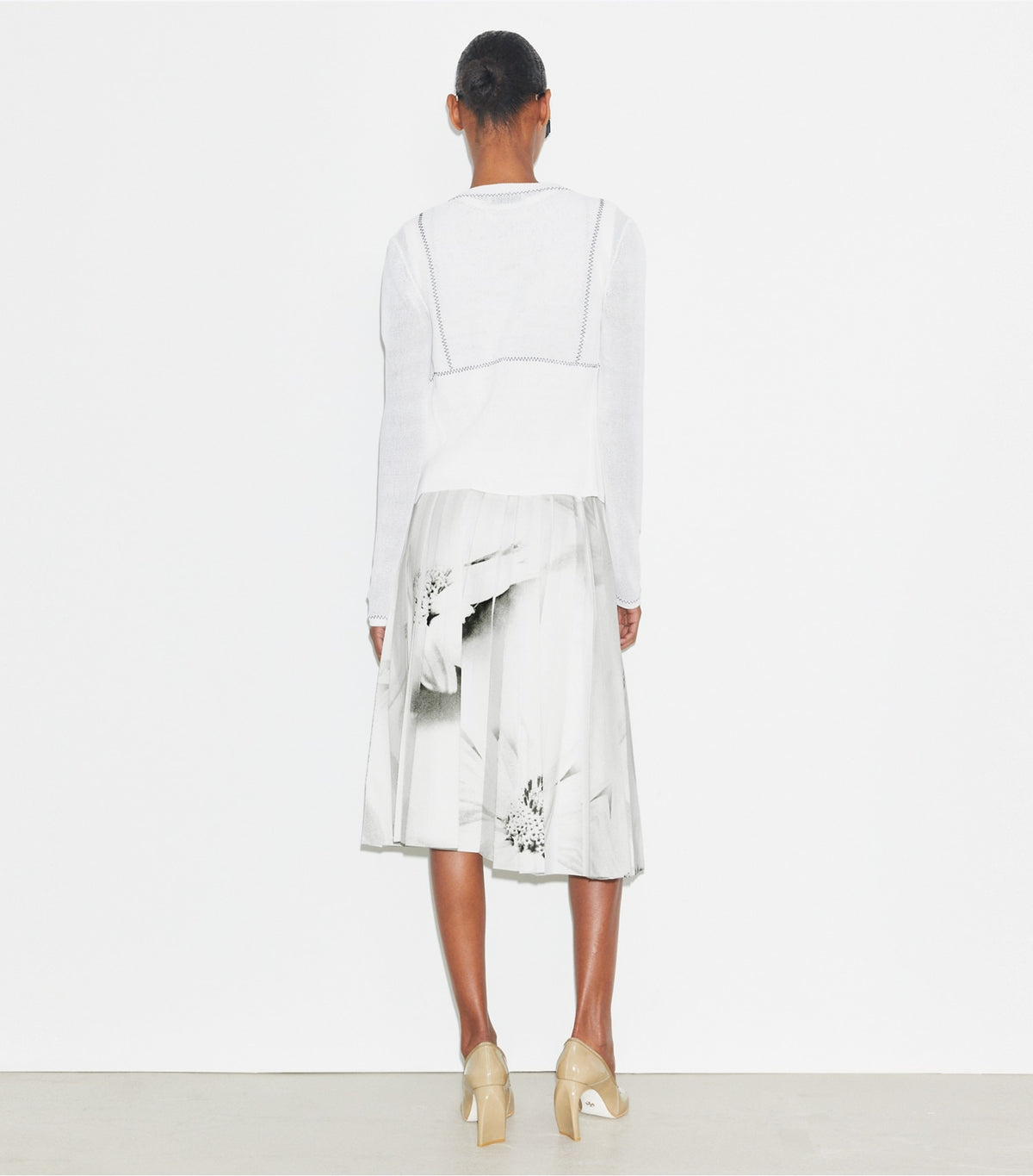Tory Burch Printed Twill Skirt - Gray Bee