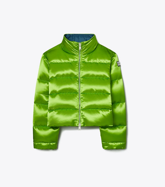 Tory Burch Satin Down Jacket - Brilliant Green