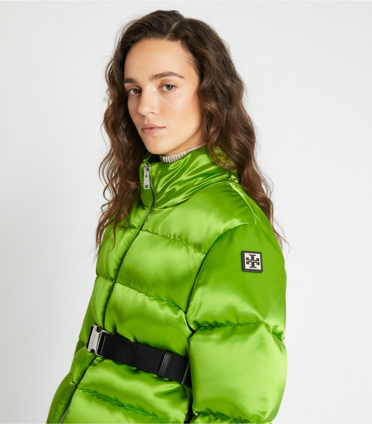 Tory Burch Satin Down Jacket - Brilliant Green