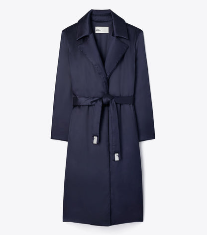 Tory Burch Viscose Padded Coat - Medium Navy