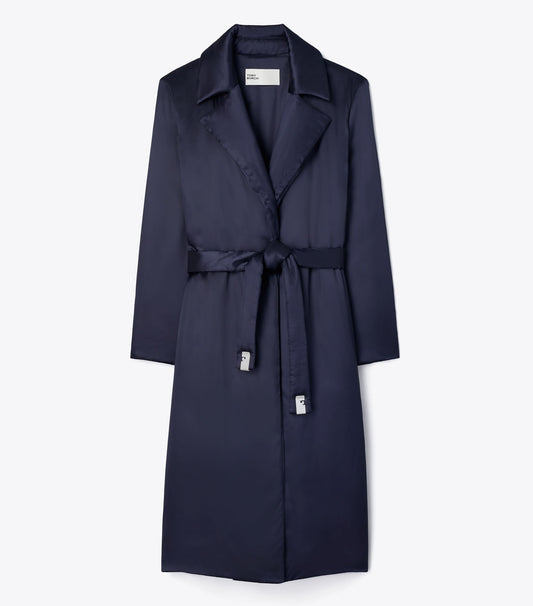 Tory Burch Viscose Padded Coat - Medium Navy
