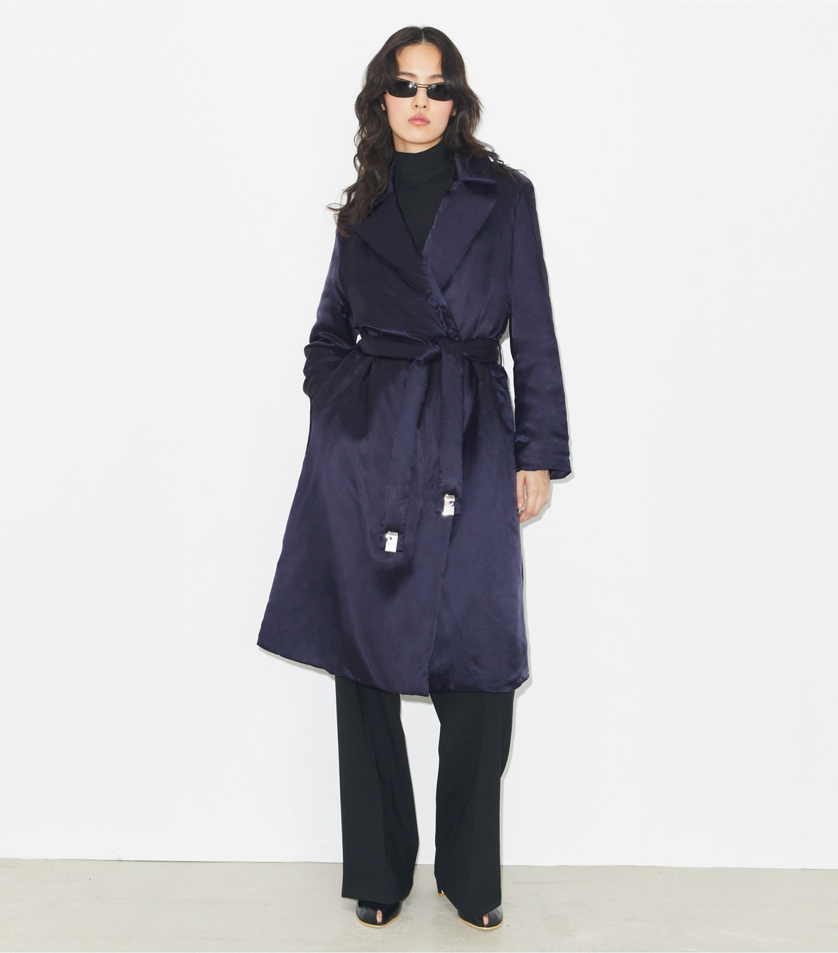 Tory Burch Viscose Padded Coat - Medium Navy