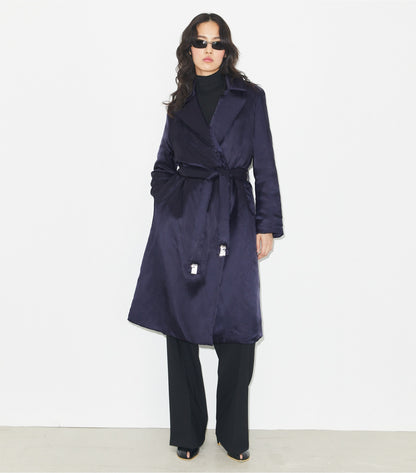 Tory Burch Viscose Padded Coat - Medium Navy