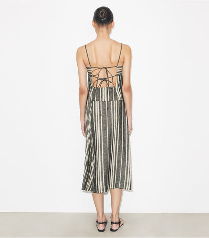 Tory Burch Linen Slip Tank Top - Black / Ivory