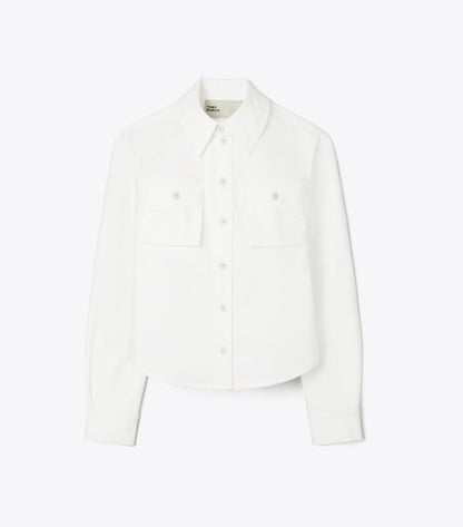 Tory Burch Cropped Cotton Jacket - White