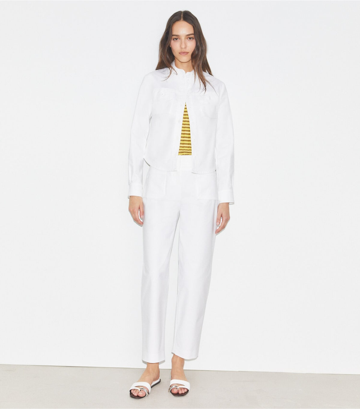 Tory Burch Cropped Cotton Jacket - White