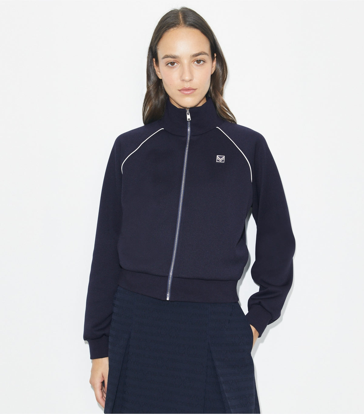 Tory Burch Jersey Track Jacket - Medium Navy