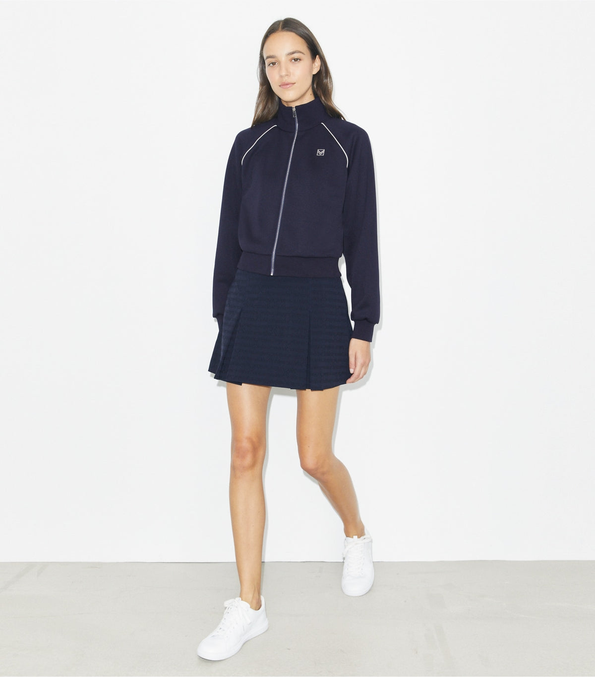 Tory Burch Jersey Track Jacket - Medium Navy