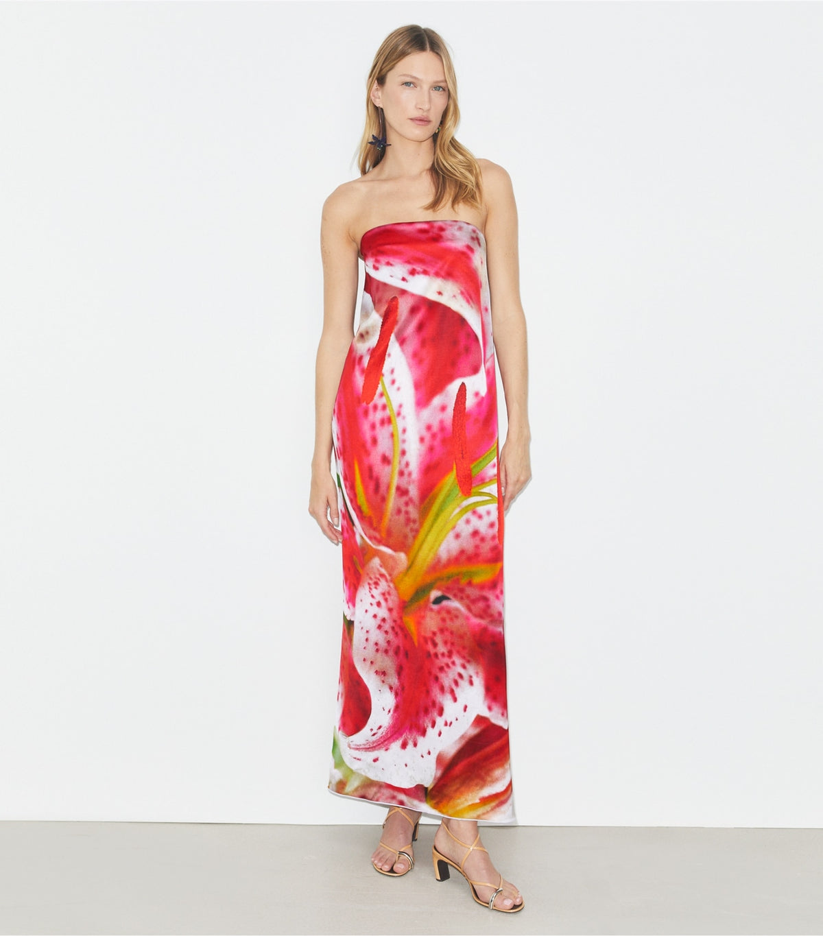 Tory Burch Printed Viscose Strapless Dress - Pink Lily