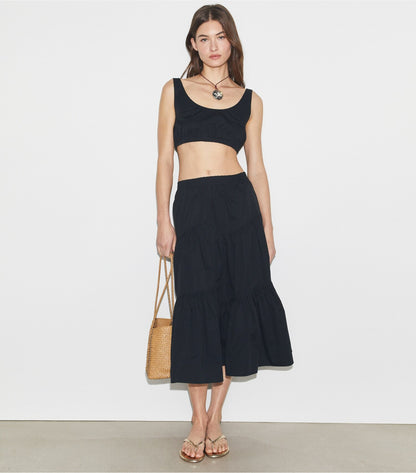 Tory Burch Cotton Tank Crop Top - Black
