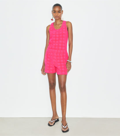 Tory Burch Terry Jacquard Logo Short - Bold Pink