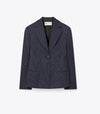 Tory Navy/White Pinstripe Wool Suiting