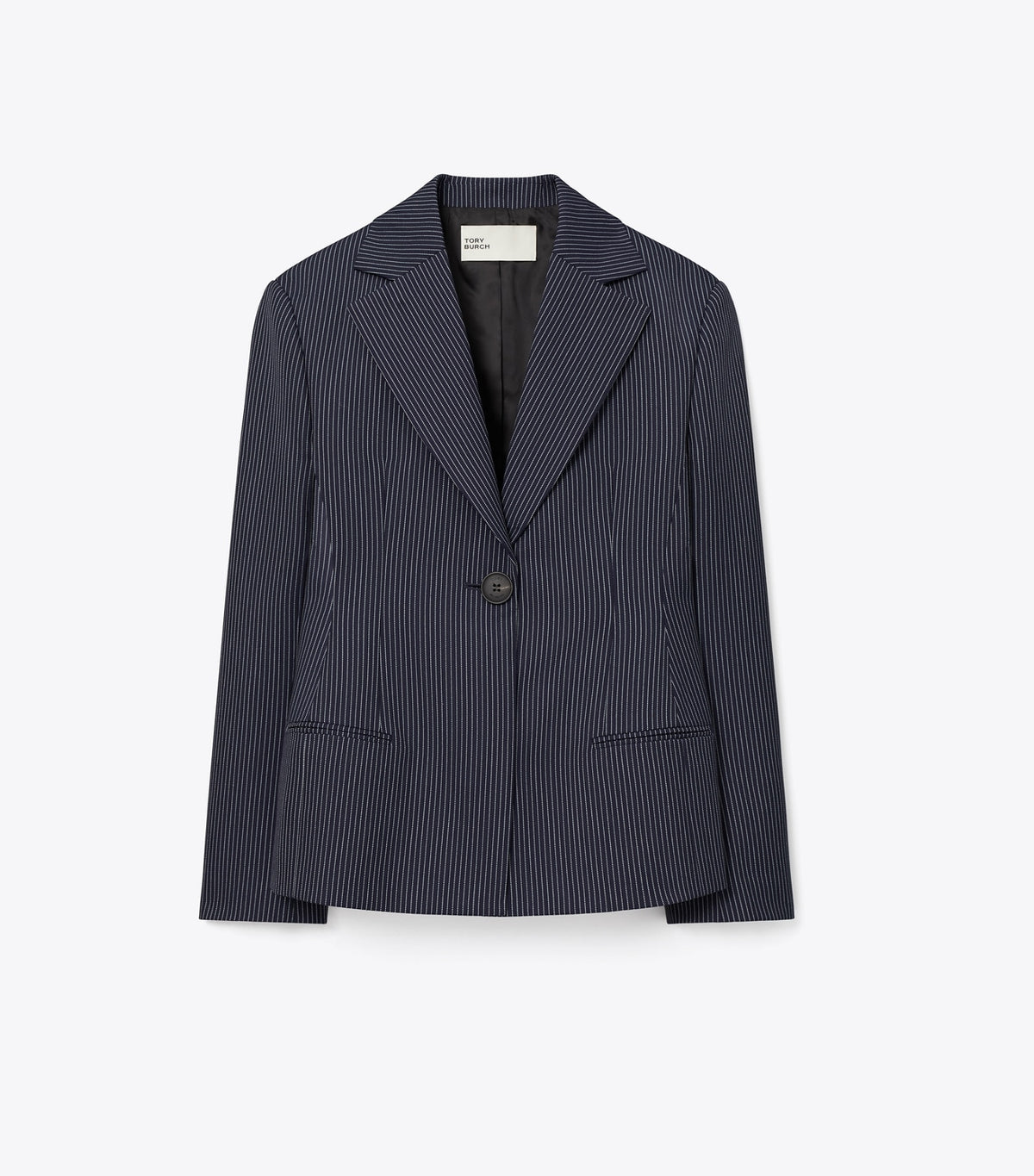 Tory Burch Crepe Blazer - Tory Navy/White Pinstripe Wool Suiting