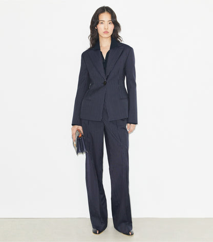 Tory Burch Crepe Blazer - Tory Navy/White Pinstripe Wool Suiting