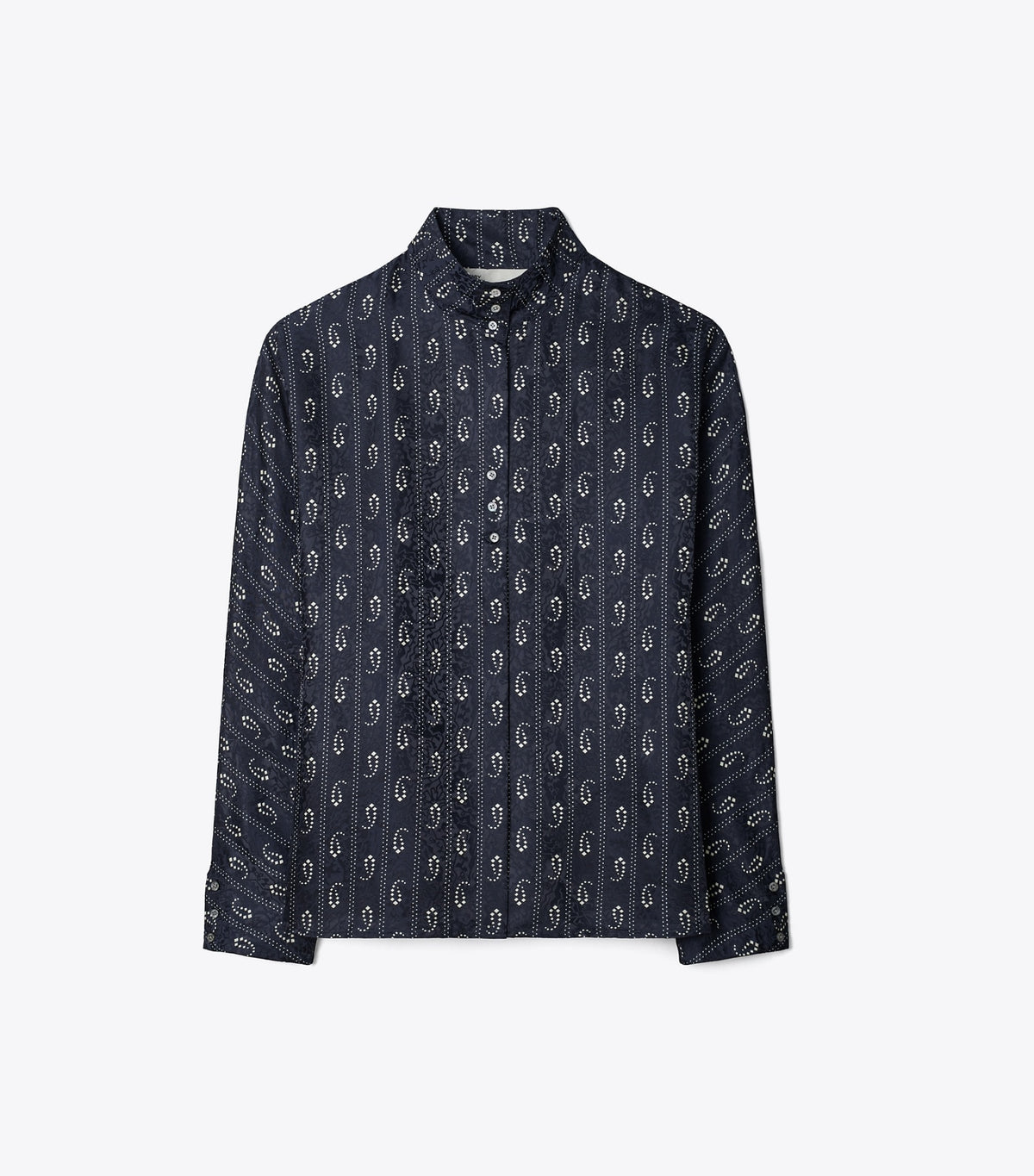 Tory Burch Jacquard Top - Medium Navy Paisley