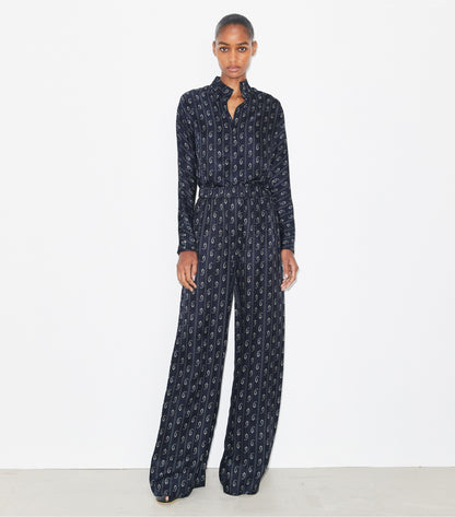 Tory Burch Jacquard Top - Medium Navy Paisley