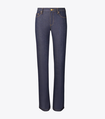 Tory Burch Cotton Skinny-Leg Jean - Raw/Unwashed