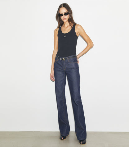 Tory Burch Cotton Skinny-Leg Jean - Raw/Unwashed