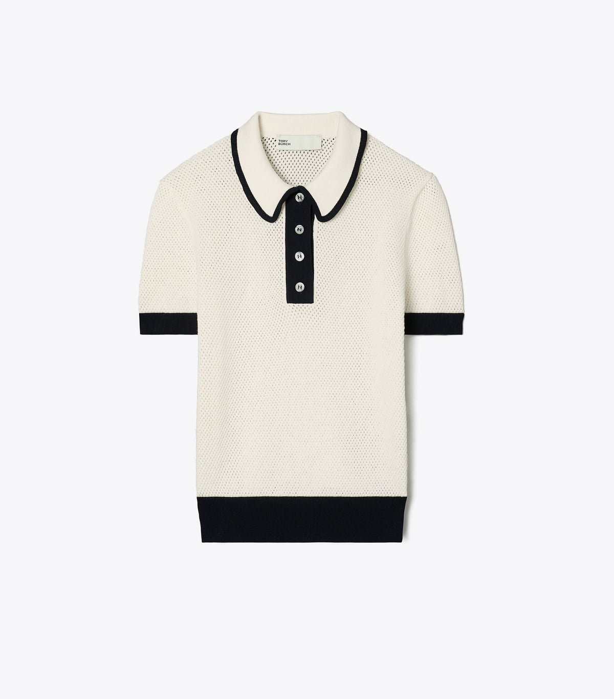 Tory Burch Viscose Pointelle Sweater - New Ivory / Black