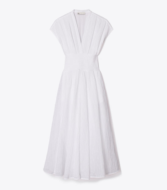 Tory Burch V-Neck Linen Dress - White